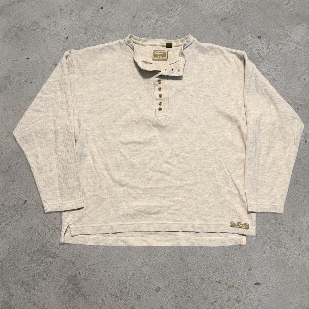Rare Y2K Peppe Jeans Henley 9 Button Long Sleeve Mens Size Large